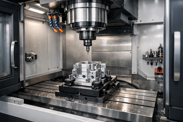 دستگاه فرز CNC عمودی با اسپیندل عمودی و میز کار در کارگاه